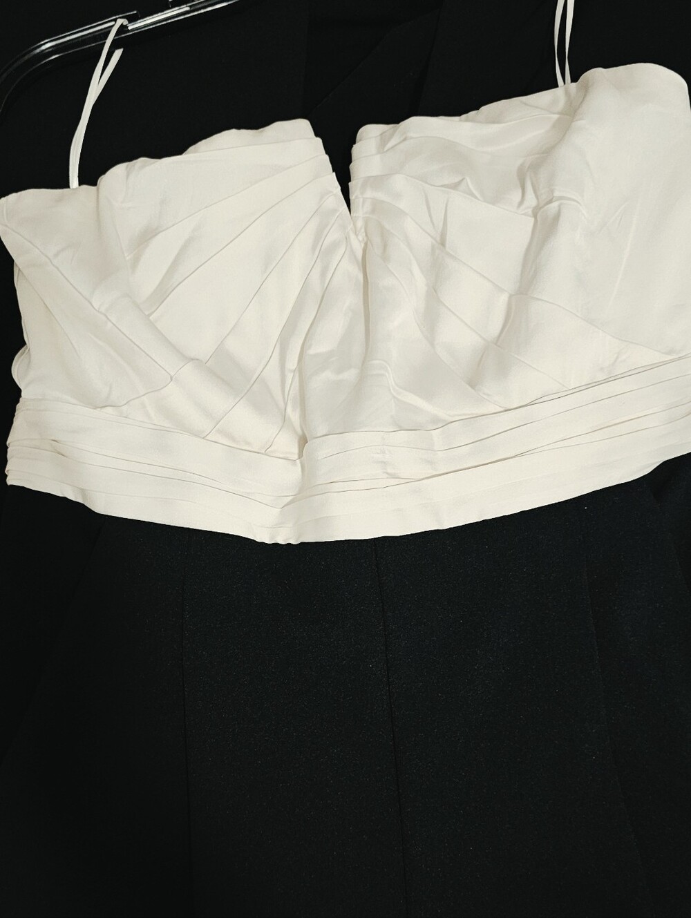 White Bustier Top Dress with Pleated Bodice